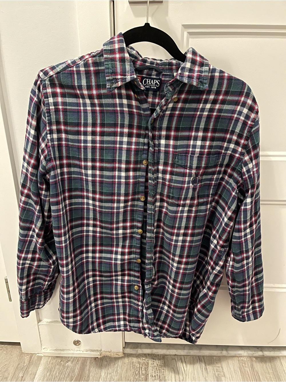 Vintage Chaps Men’s Green Plaid Button-Up Shirt